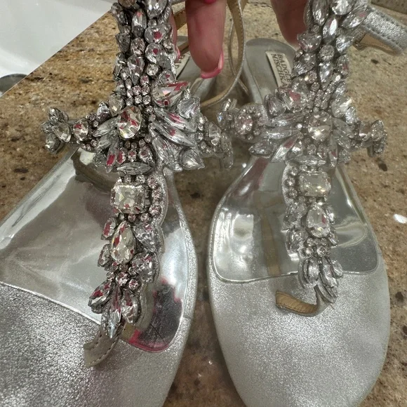 Badgley Mischka Crystal Embellished Sandals - Picture 5 of 9
